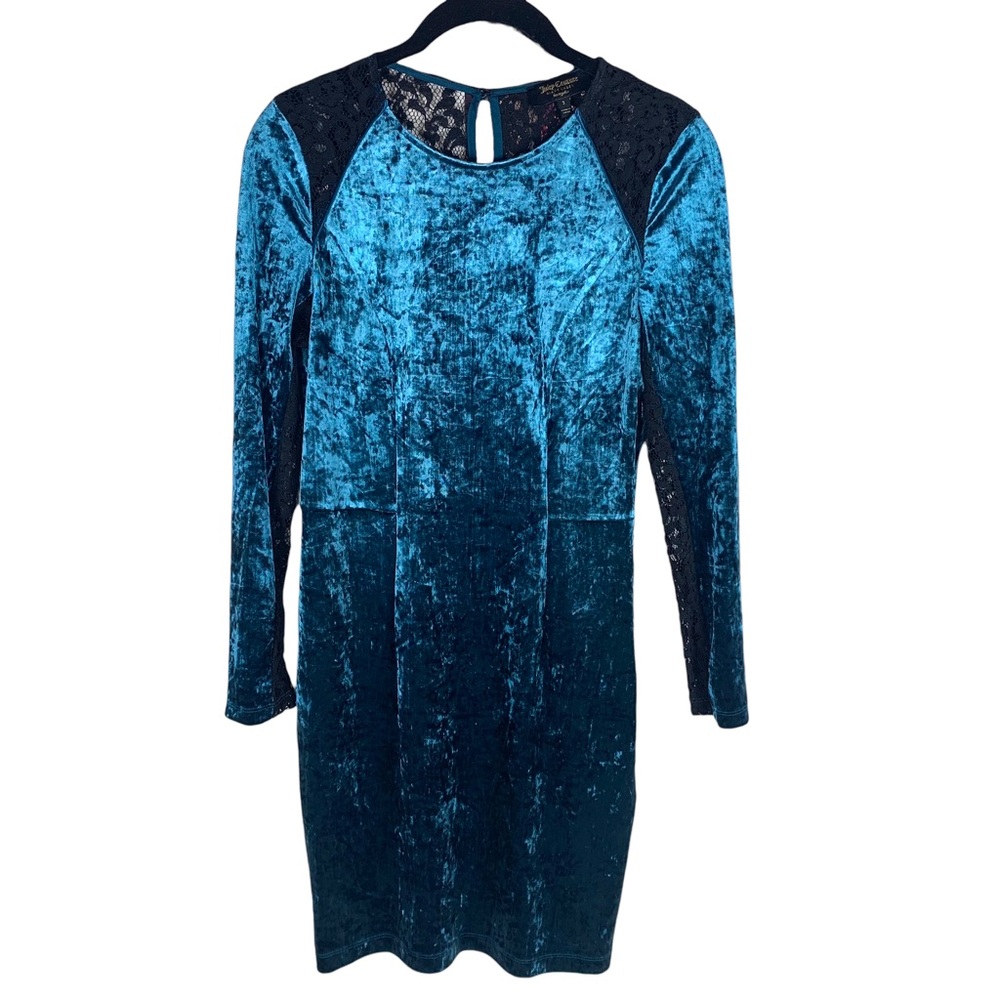 Juicy Couture Black Label Teal Velour and Lace Mini Dress Sz 2